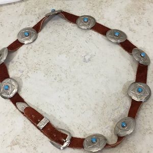 Western or Cowgirl turquoise and silver tone suede belt for girls